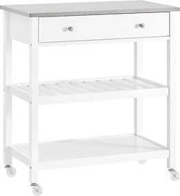 SoBuy Wózek kuchenny z półką na wino, organizatorem, biały
