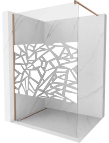 Mexen Kioto ścianka prysznicowa Walk-in 140 x 200 cm, biały wzór 8 mm, miedź szczotkowana - 800-140-101-65-85