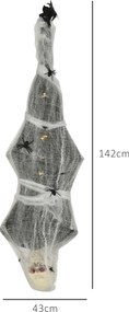 HOMCOM Halloween Mumia, Dekoracja z Efektem Dźwiękowym, z Sensorem Ruchu i LED, 60 cm x 16 cm x 170 cm