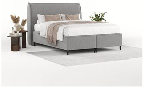Jasnoszare tapicerowane łóżko dwuosobowe ze schowkiem 140x200 cm Draco – Maison de Rêve