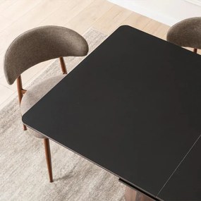 Stół Rozkładany Prostokątny LIZBONA 160-200 cm Ceramiczny Czarny/Orzech do Jadalni Loft