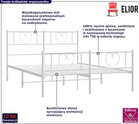 Białe metalowe łóżko małżeńskie 140x200 cm W0-N28