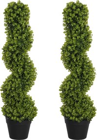 HOMCOM Zestaw 2 Dekoracyjnych Roślin, Sztuczne Rośliny w Doniczkach, Sztuczna Zielenina do Domu, Wewnątrz, Na Zewnątrz, 90 cm, Zielone