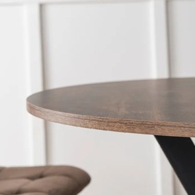 Stół Okrągły LAUREN 90 cm Dąb Rustykalny/Czarny Loft Nowoczesny
