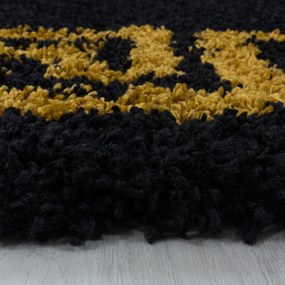 Dywan shaggy Hera klasyczny czarno-złoty 60 cm x 110 cm