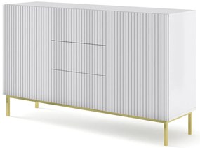 Biała komoda z lamelami na złotej ramie Z1-C42