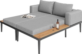 2-osobowa leżanka ogrodowa, meble ogrodowe - Metal + poliester - Poduszki w zestawie - Szary
