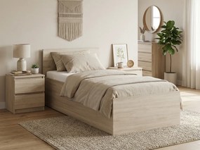 Łóżko SOFIA 80 x 200 cm, dąb sonoma Stelaż: Ze stelażem listwowym rolowanym elastycznym, Materac: Bez materaca