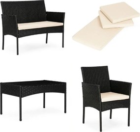 Zestaw mebli ogrodowych dla 4 osób Riviera 413, technorattan czarny