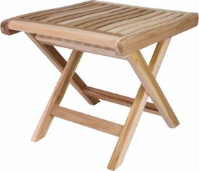 Składany stołek z drewna tekowego do łazienki i przedpokoju