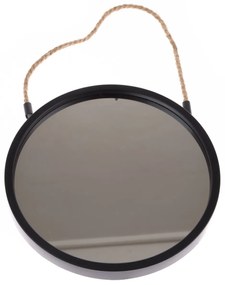 Plastikowe lusterko wiszące Embellir czarne,średnica 25 cm, śred. 25 cm