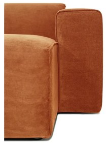 Pomarańczowa sztruksowa sofa modułowa w kształcie litery "U" Scandic Sting, prawostronna