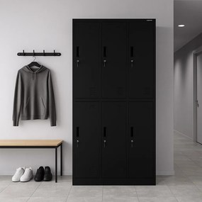 Szafa socjalna 6-skrytkowa Igor 90x45x185 cm, czarna