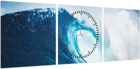 Obraz - Fala oceaniczna (z zegarem) (90x30 cm)