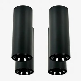 Pack 4 Okrągłych Sufitowych Opraw Led O Średnicy Ø7,2 Cm Z Aluminium Luisiana Czarna & Biała 3000k & 23º & 11 W - Sklum