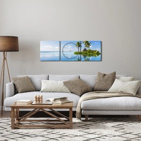 Obraz - Tropikalna wyspa (z zegarem) (90x30 cm)