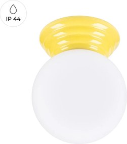 Lampa sufitowa minimalistyczny Zori, ceramika szkliwiona/szkło - 1 źródło - L.12 x H.12 cm - żółty