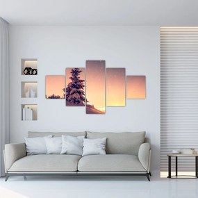 Obraz ośnieżonego drzewa na łące (125x70 cm)
