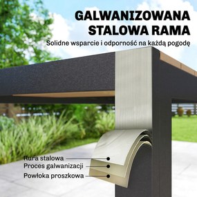 Outsunny 7-cz. komplet mebli ogrodowych, zestaw z 1 stołem i 6 krzesłami, poduszki, na taras, drewno naturalne | Aosom PL