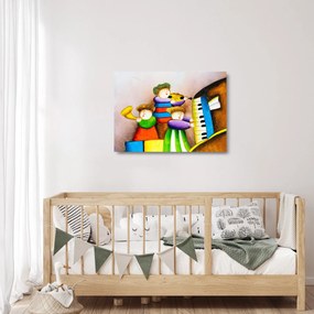Obraz na szkle - Muzycy, malarstwo (70x50 cm)