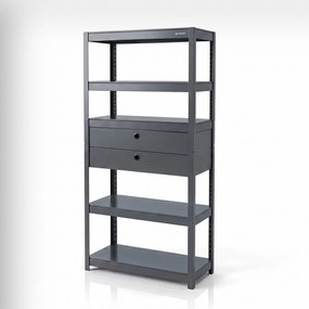 Regał metalowy z szufladami antracytowy, 1800x800x420 mm: JOHNNY
