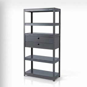 Regał metalowy z szufladami antracytowy: JOHNNY, 1800 x 800 x 420 mm