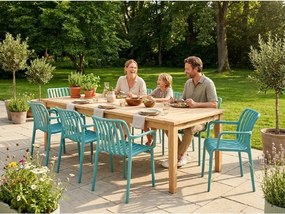 Plastowe krzesło TREGO z podłokietnikami, niebieskie