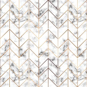 Komplet 9 naklejek ściennych Ambiance Marble and Gold Line, 20x20 cm