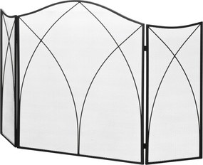 HOMCOM Osłona na kominek, trzykrotnie składana, struktura metalowa, powłoka, 126x2x76 cm, Czarna
