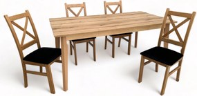 Stół Dąb Przybrzeżny 90x170/250 + 4 Krzesła zestaw + nogi drewniane