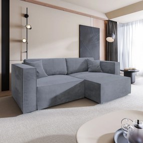 Masseno Narożnik NERIO z funkcją spania i pojemnikiem na pościel Narozniki L, Rozkładana sofa - Szary, MONOLITH 85
