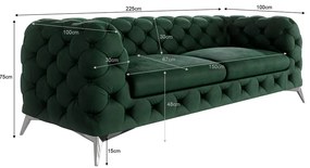Ciemnozielona aksamitna sofa 225 cm Chelsea – Ropez