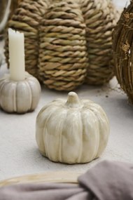 IB Laursen Kamienna dekoracja dynia PUMPKIN STANDING Ø10 cm kremowa