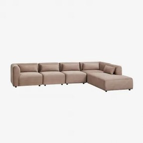 Sofa Modułowy 5-częściowy Z Prawym Szezlongiem Fogler Sztruks Brąz Karmelowy - Sklum