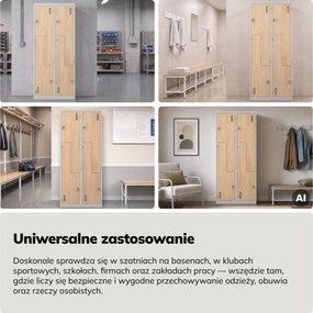 Szafa socjalna ubraniowa typu L, czterokomorowa, szara/dąb sonoma, 800x1850x450 mm: JULIA Eco Design