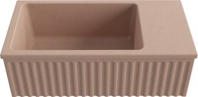 Umywalka betonowa ryflowana nablatowa / wisząca prostokątna 60 x 30 cm WELLE | różne kolory : Kolor - Różowy, Typ montażu - podwieszana