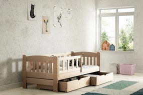 Łóżko dziecięce Alvins 70x140 drewniane z szufladami - sosna