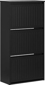 SoBuy Szafka na Buty z 3 Klapami w Kolorze Czarnym, 61x26x120 cm, Model FSR165-H-SCH