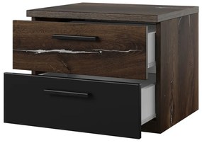 Szafka nocna SIGMA 2S dąb flagstaff srebrny/czarny mat HELVETIA