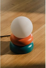 Morska/pomarańczowa lampa stołowa z litego drewna ze szklanym kloszem (wysokość 24 cm) Otem – noo.ma