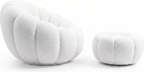 Fotel designerski BLOOM z podnóżkiem, biały