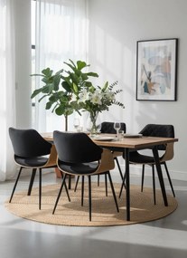 Industrialne krzesło z podłokietnikami czarny + dąb złoty G0-F77