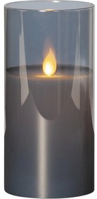 Szara woskowa świeca LED w szkle Star Trading M-Twinkle, wys. 15 cm