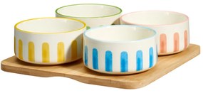 Zestaw miseczek na przekąski FIKA, 4 x 230 ml, bambusowa taca