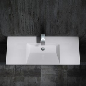 Umywalka ścienna z odlewanego marmuru BS6036Biały - 122 x 48 x 13,5 cm