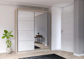 Szafa przesuwna MULTI z lustrem 183 cm sonoma fronty połysk
