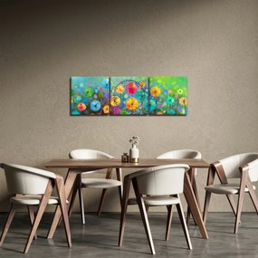 Obraz - Abstrakcyjne kwiaty (z zegarem) (90x30 cm)