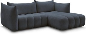 Ciemnoniebieski narożnik z materiału bouclé (prawostronny/z szezlongiem) Azra – Bobochic Paris