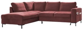 Różowy aksamitny rozkładany narożnik (lewostronny) Lofty Lilly – Miuform