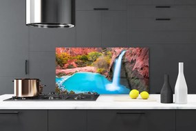 Szkło do Kuchni na Ścianę Potężny Wodospad Górski